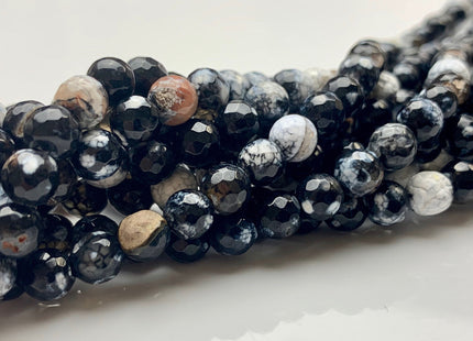 6 mm Faceted Round Multi Black White Brown Color Agate Gemstone Beads Genuine Agate Gemstone Loose Beads 14 Inches Strand #2792