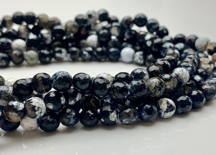 6 mm Faceted Round Multi Black White Brown Color Agate Gemstone Beads Genuine Agate Gemstone Loose Beads 14 Inches Strand #2792