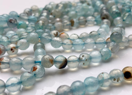 4mm 6mm 8mm 10mm Faceted Round Aqua Blue Color Agate Gemstone Beads Genuine Agate Gemstone Loose Beads 14 Inches Strand #2793