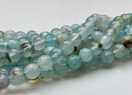 4mm 6mm 8mm 10mm Faceted Round Aqua Blue Color Agate Gemstone Beads Genuine Agate Gemstone Loose Beads 14 Inches Strand #2793