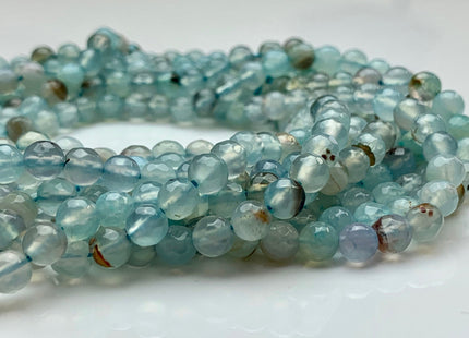 4mm 6mm 8mm 10mm Faceted Round Aqua Blue Color Agate Gemstone Beads Genuine Agate Gemstone Loose Beads 14 Inches Strand #2793