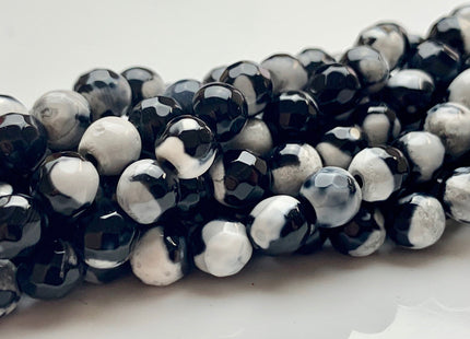 6mm 8mm 10mm 12mm 14mm Faceted Round Multi Black And White Color Agate Gemstone Beads Genuine Agate Bead 14 Inches Strand #2797