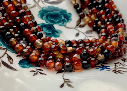 6 mm Faceted Round Multi Black And Brown Color Agate Gemstone Beads Genuine Agate Gemstone Loose Beads 14 Inches Strand #2803