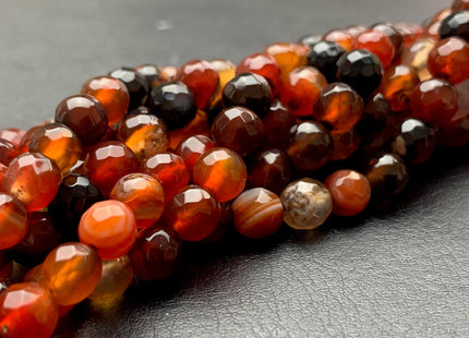 6 mm Faceted Round Multi Black And Brown Color Agate Gemstone Beads Genuine Agate Gemstone Loose Beads 14 Inches Strand #2803