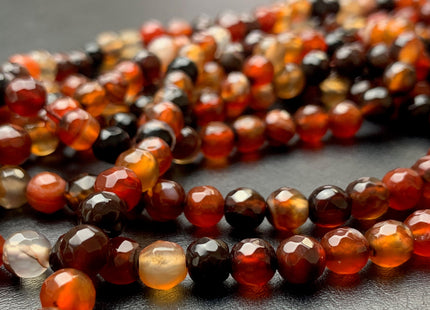 6 mm Faceted Round Multi Black And Brown Color Agate Gemstone Beads Genuine Agate Gemstone Loose Beads 14 Inches Strand #2803