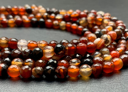 6 mm Faceted Round Multi Black And Brown Color Agate Gemstone Beads Genuine Agate Gemstone Loose Beads 14 Inches Strand #2803