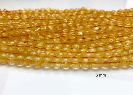 4mm 6mm 8mm 10 mm Smooth Round Citrine Gemstone Beads Genuine Natural Color Citrine Loose Beads #2595