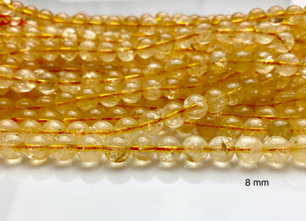 4mm 6mm 8mm 10 mm Smooth Round Citrine Gemstone Beads Genuine Natural Color Citrine Loose Beads #2595