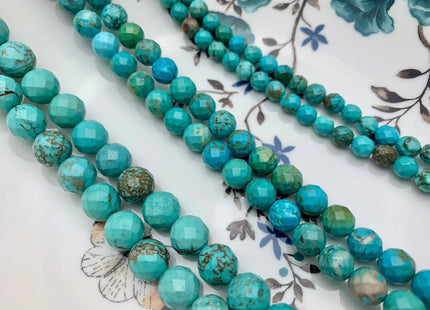 4mm 6mm 8mm 10mm Faceted Round Turquoise Beads Blue Color Gemstone Loose Beads 15.5 Inches Strand #2610
