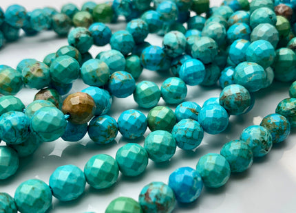 4mm 6mm 8mm 10mm Faceted Round Turquoise Beads Blue Color Gemstone Loose Beads 15.5 Inches Strand #2610