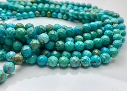 4mm 6mm 8mm 10mm Faceted Round Turquoise Beads Blue Color Gemstone Loose Beads 15.5 Inches Strand #2610