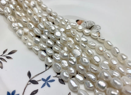 6-7x8-11 mm AAA Natural White Keshi Freshwater Pearls Beads Genuine High Luster Rice Nugget Shape Keshi Freshwater Pearl Beads #1889