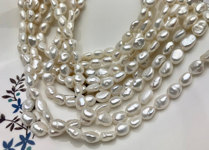 6-7x8-11 mm AAA Natural White Keshi Freshwater Pearls Beads Genuine High Luster Rice Nugget Shape Keshi Freshwater Pearl Beads #1889