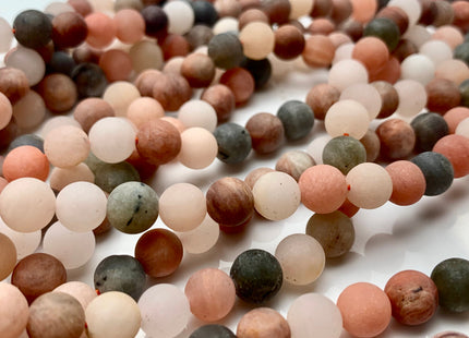 8mm 10mm 12mm AAA Natural Color Matte Smooth Round Peach And Gray Moonstone Beads Matte Multi Color Moonstone Beads 8 Inches Strand #2609
