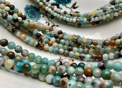 6mm 8mm 10mm Large Hole Natural Multi Color Smooth Round Amazonite Gemstone Beads Hole Size 2.0mm 14 Inches Strand #2845