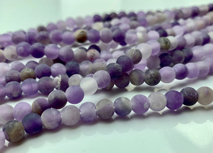 6mm 8mm 10mm Large Hole Natural Color Round Matte Amethyst Gemstone Beads Hole Size 2.0mm Natural Purple Amethyst 14-14.5 Inches #2842