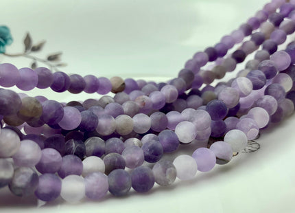 6mm 8mm 10mm Large Hole Natural Color Round Matte Amethyst Gemstone Beads Hole Size 2.0mm Natural Purple Amethyst 14-14.5 Inches #2842