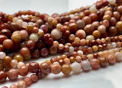 4mm 6mm 8mm 10mm 12mm AAA Faceted Round Natural Petrified Wood Beads Taupe Beige Brown Color High Quality Gemstone 15 Inches Strand #2837