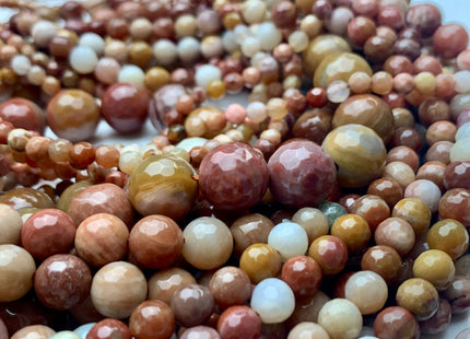 4mm 6mm 8mm 10mm 12mm AAA Faceted Round Natural Petrified Wood Beads Taupe Beige Brown Color High Quality Gemstone 15 Inches Strand #2837