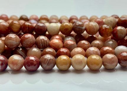 4mm 6mm 8mm 10mm 12mm AAA Faceted Round Natural Petrified Wood Beads Taupe Beige Brown Color High Quality Gemstone 15 Inches Strand #2837