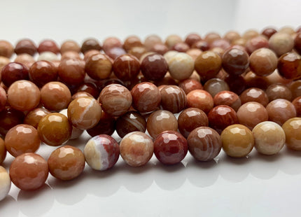 4mm 6mm 8mm 10mm 12mm AAA Faceted Round Natural Petrified Wood Beads Taupe Beige Brown Color High Quality Gemstone 15 Inches Strand #2837