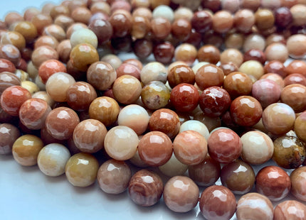 4mm 6mm 8mm 10mm 12mm AAA Faceted Round Natural Petrified Wood Beads Taupe Beige Brown Color High Quality Gemstone 15 Inches Strand #2837