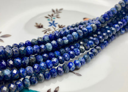 BEST DEAL 4x6 mm AA Faceted Rondelle Natural Lapis Gemstone Beads Natural Blue Color Good Quality Lapis Loose Beads 15.5 Inches Strand #2623