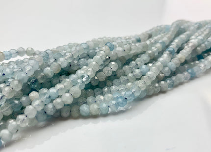 BEST DEAL 3x4 mm Natural Color Faceted Rondelle Aquamarine Gemstone Beads Natural Blue Micro Faceted Rondelle Aquamarine Beads #2625