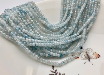 BEST DEAL 3x4 mm Natural Color Faceted Rondelle Aquamarine Gemstone Beads Natural Blue Micro Faceted Rondelle Aquamarine Beads #2625