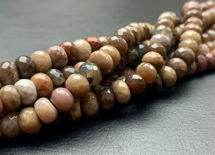 5x8 mm AAA Faceted Rondelle Natural Petrified Wood Beads Taupe Beige Brown Color High Quality Gemstone 15 Inches Strand #2791