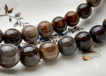 18 mm AAA Smooth Round Natural Petrified Wood Beads Taupe Beige Brown Color High Quality Jumbo Size Gemstone 16 Inches Strand #2726