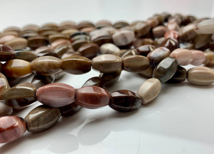 8x13 mm AAA Faceted Barrel Shape Natural Petrified Wood Beads Taupe Beige Brown Color High Quality Gemstone 15.5 Inches Strand #2725