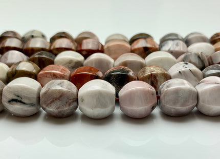 13-14 mm AAA Faceted Round Natural Petrified Wood Beads Taupe Beige Brown Color High Quality Gemstone 16 Inches Strand 33 Pieces #2846
