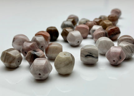 13-14 mm AAA Faceted Round Natural Petrified Wood Beads Taupe Beige Brown Color High Quality Gemstone 16 Inches Strand 33 Pieces #2846