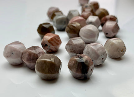 13-14 mm AAA Faceted Round Natural Petrified Wood Beads Taupe Beige Brown Color High Quality Gemstone 16 Inches Strand 33 Pieces #2846