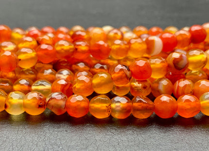 6mm 8mm 10mm Faceted Round Carnelian Color Agate Gemstone Beads Genuine Agate Gemstone Loose Beads 14 Inches Strand #2805