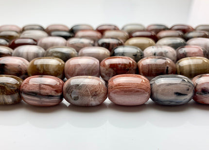 13x18 mm AAA Smooth Barrel Shape Natural Petrified Wood Beads Taupe Beige Brown Color High Quality Gemstone 16 Inches Strand 22 Pieces #2847
