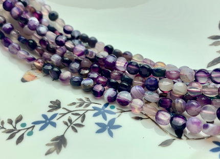 6 mm Micro Faceted Diamond Cut Multi Purple Color Flat Coin Disc Shape Agate Gemstone Beads Genuine Agate 15 Inches Strand #2818