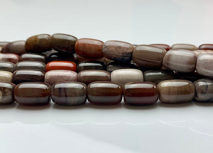 9x14 mm AAA Smooth Tube Shape Natural Petrified Wood Beads Taupe Beige Brown Color High Quality Gemstone 15.5 Inches Strand 28 Beads #2728