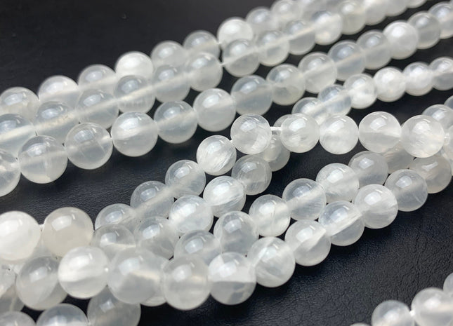4mm 6mm 8mm 10mm Natural Color Smooth Round Selenite Gemstone Beads Genuine Selenite Gemstone Loose Beads 15.5 Inches Strand #2811