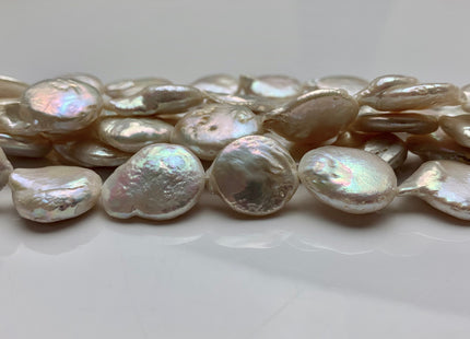 15 mm Natural White Coin Freshwater Pearl Beads, Flat Coin Freshwater Pearls, Genuine Pearl Beads, White Coin Pearl #1899
