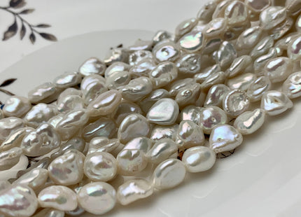 7-8x10-12 mm Natural White Keshi Freshwater Pearls Beads Genuine High Luster Rice Nugget Shape Keshi Freshwater Pearl Beads #1897