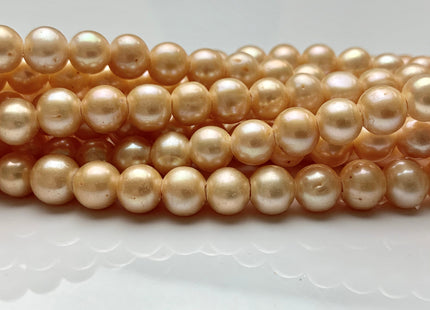 8 mm Large Hole Gold Champagne Color Semi Round Freshwater Pearl Beads Hole Size 2.2 mm Genuine Large Hole Freshwater Pearls #1895