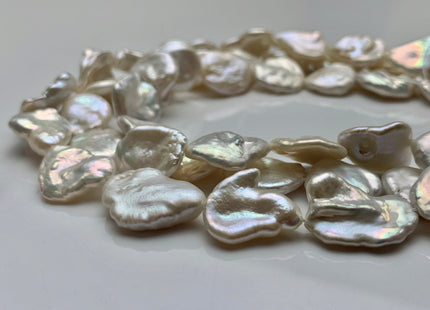 10-17 mm AA Natural White Keshi Center Drilled Freshwater Pearl Beads Genuine High Luster White Cornflake Keshi Pearls #1893
