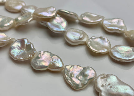 10-17 mm AA Natural White Keshi Center Drilled Freshwater Pearl Beads Genuine High Luster White Cornflake Keshi Pearls #1893