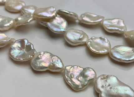 10-17 mm AA Natural White Keshi Center Drilled Freshwater Pearl Beads Genuine High Luster White Cornflake Keshi Pearls #1893