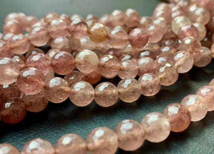 8mm 10mm 12mm Natural Color Faceted Round Strawberry Quartz Gemstone Beads Natural Pink Strawberry Quartz Beads 15.5 Inches Strand #2853