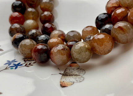 BEST DEAL 16 mm Faceted Round Agate Gemstone Beads Heat Treated Multi Gray And Brown Color Natural Gemstone Agate 15.5 Inches Strand #2783
