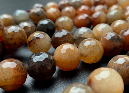 BEST DEAL 16 mm Faceted Round Agate Gemstone Beads Heat Treated Multi Gray And Brown Color Natural Gemstone Agate 15.5 Inches Strand #2783