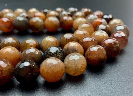 BEST DEAL 16 mm Faceted Round Agate Gemstone Beads Heat Treated Multi Gray And Brown Color Natural Gemstone Agate 15.5 Inches Strand #2783